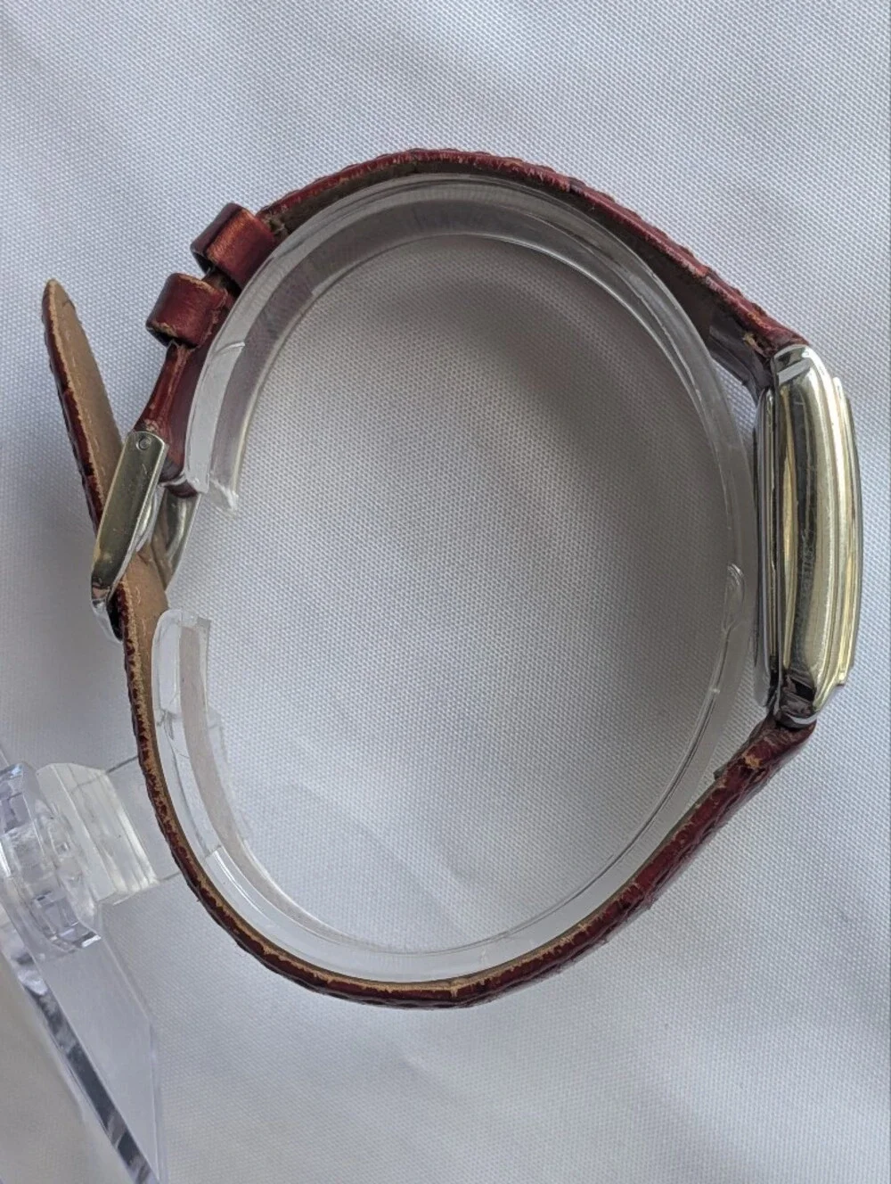 Citizen Reguno Watch Vintage Women's Silver Square Red Embossed Leather Strap